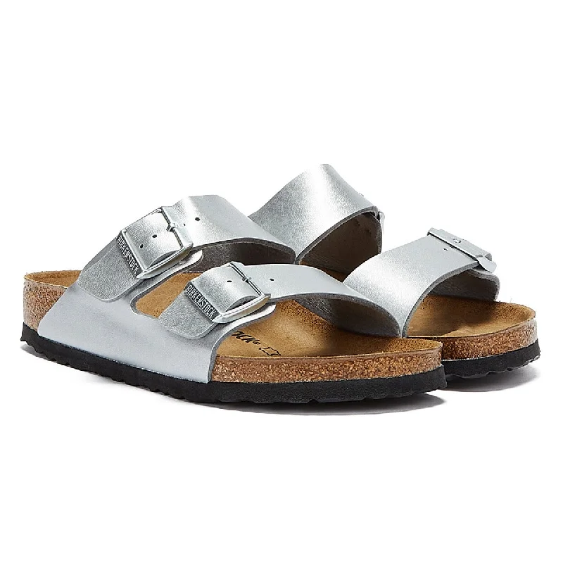 Birkenstock Arizona Birko Flor Womens Silver Sandals