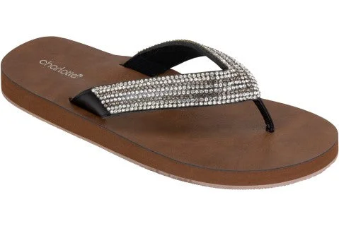 Charlotte Ladies Faux Leather Fashion Flip Flops