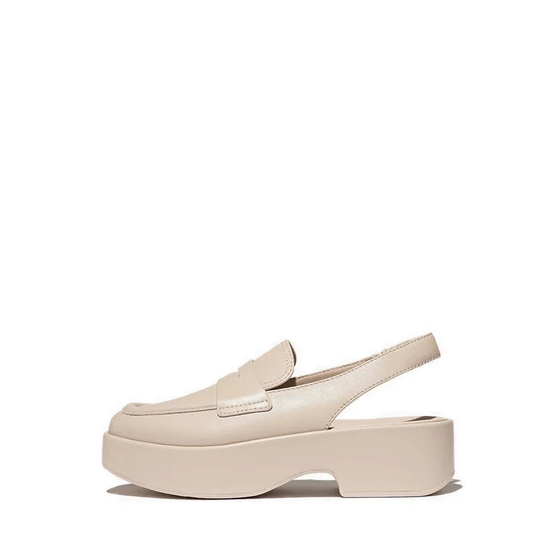 F-Luma Leather Demi-Wedge Slingback Loafers - Stone Beige