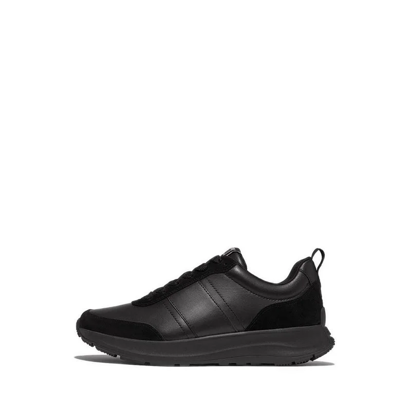 F-Mode Flow Mens Leather/Suede Sneakers - All Black