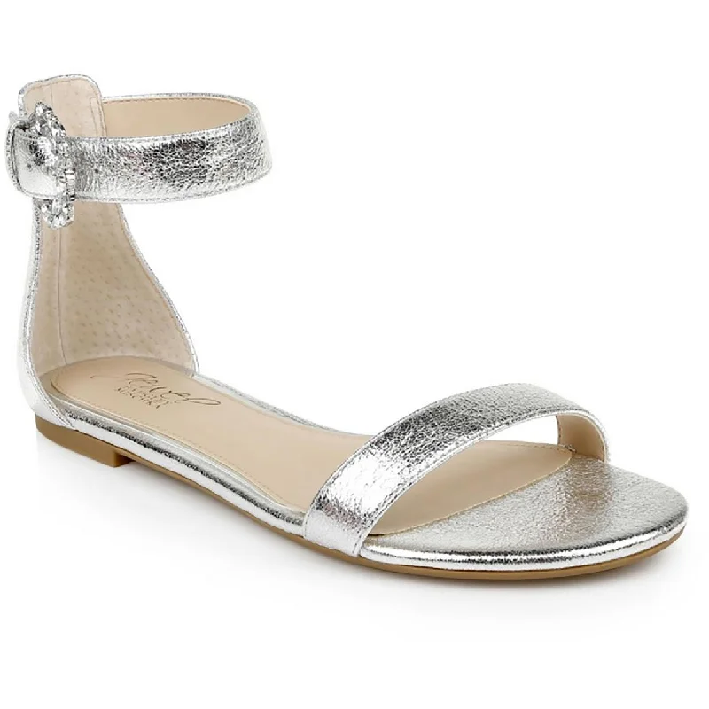 Jewel Badgley Mischka Womens Liv Metallic Faux Leather Ankle Strap