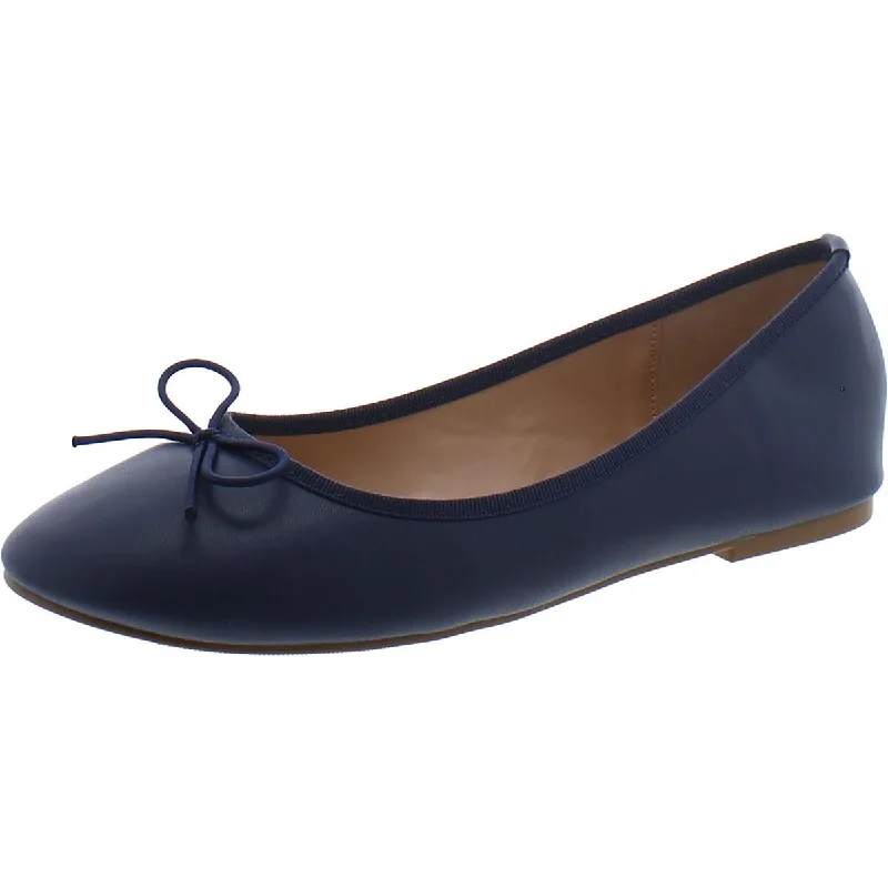 Journee Collection Womens Bow Faux Leather Ballet Flats