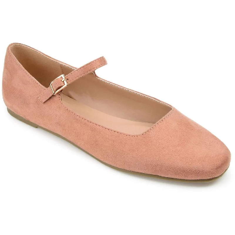 Journee Collection Womens Carrie Faux Suede Slip On Ballet Flats