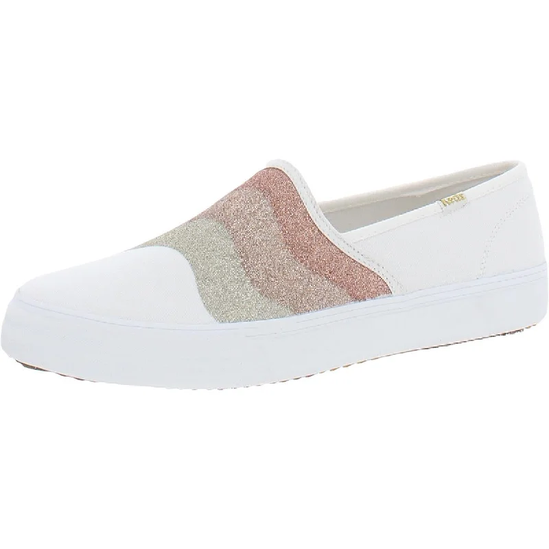 Keds Womens Double Decker Wave Canvas Glitter Loafers