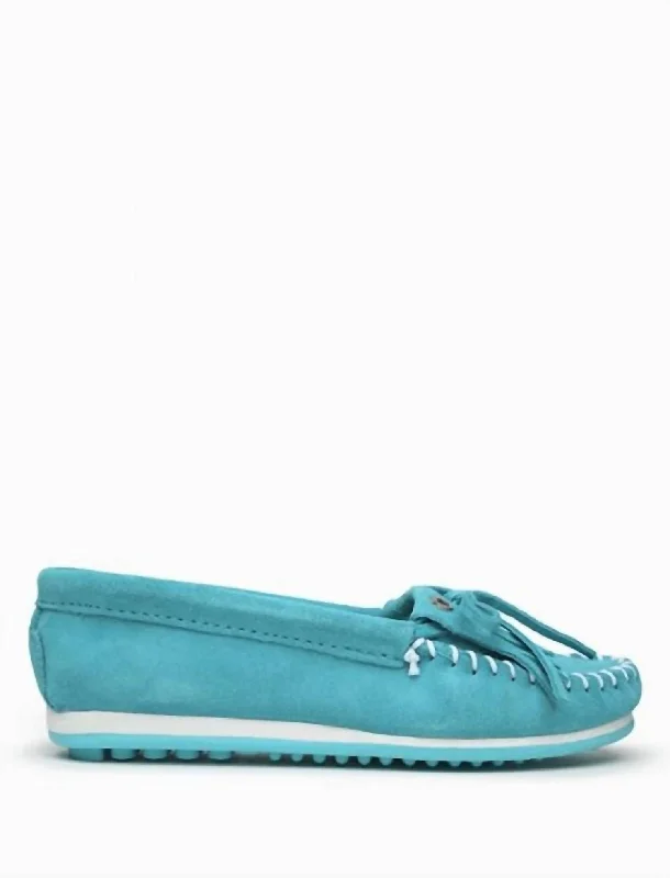 Kilty Plus Leather Moccasin In Turquoise