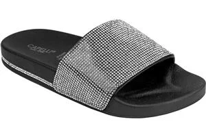 Ladies Gem Fashion Flip Flop Slide with Gem Trim