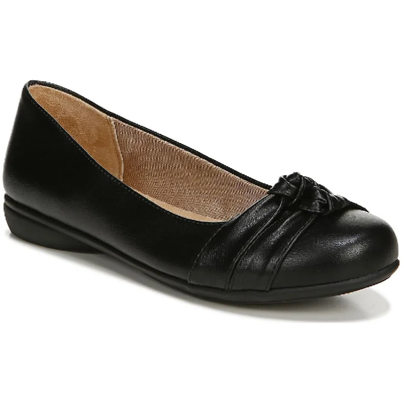 LifeStride Womens Anika Faux Leather Knot Front Ballet Flats