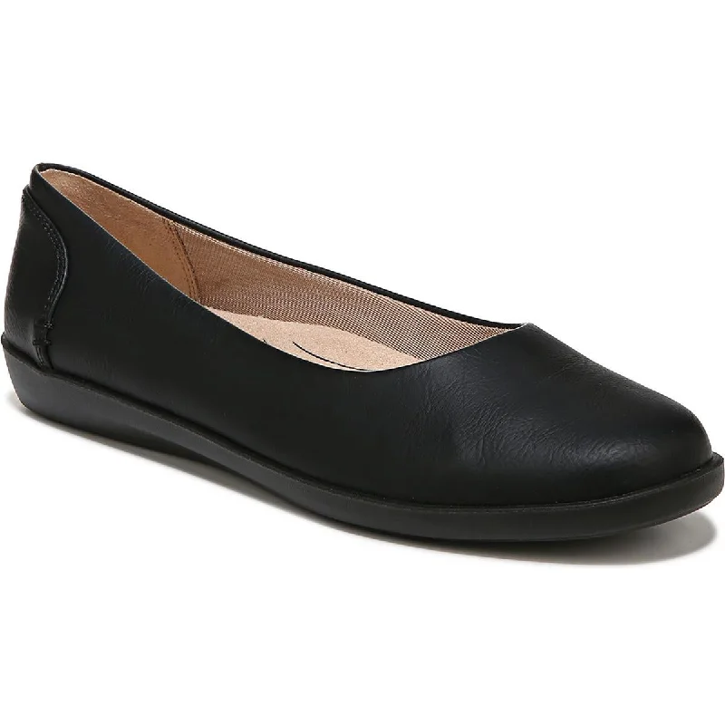 LifeStride Womens Nonchalant Faux Leather Slip On Ballet Flats