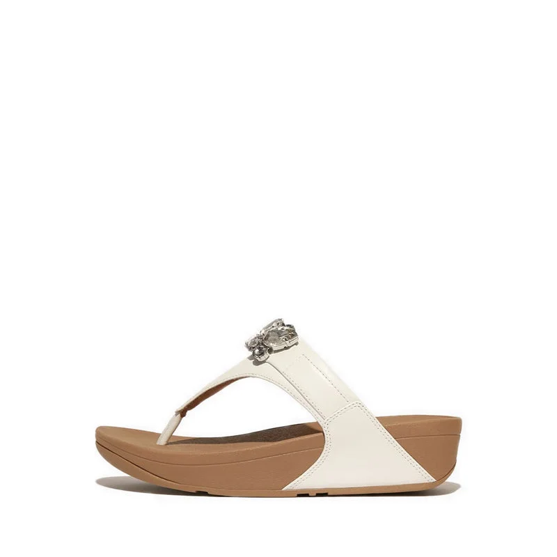 LULU JEWEL-DELUXE LEATHER TOE-POST SANDALS