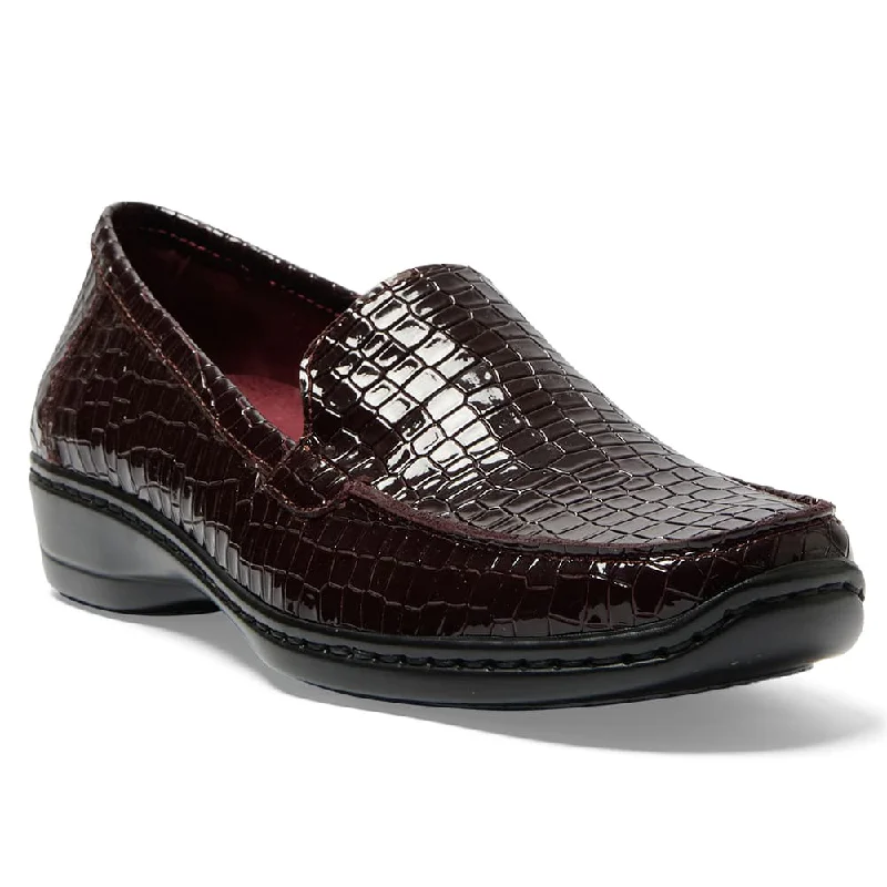 Maestro Loafer in Wine Patent Croc Croc