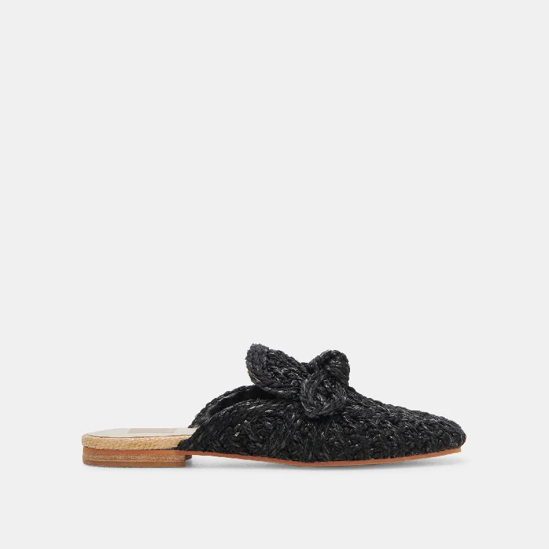 SABOR FLATS ONYX RAFFIA