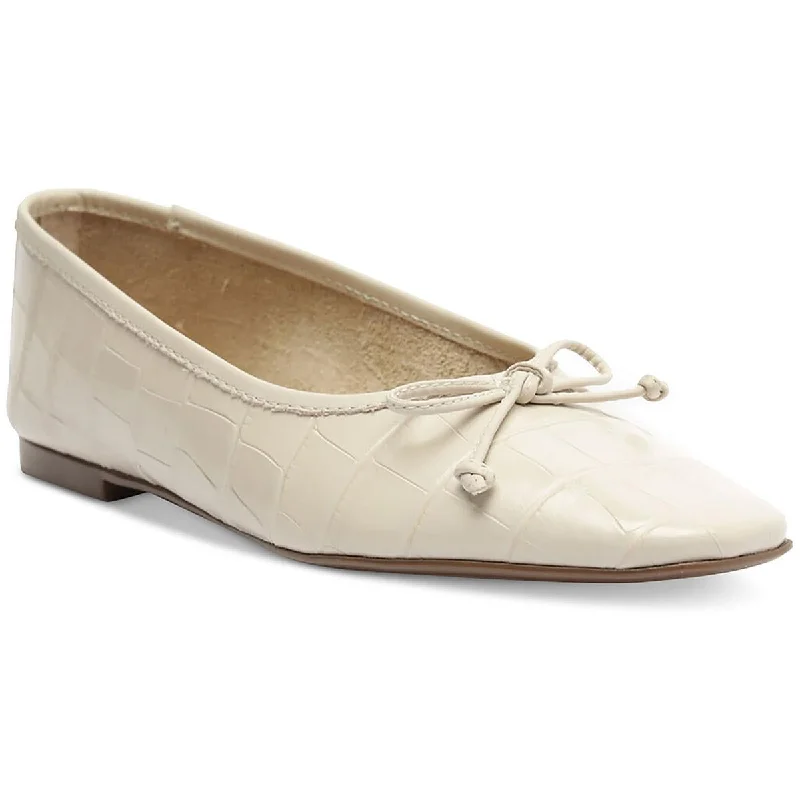 Schutz Womens Arissa Leather Bow Ballet Flats