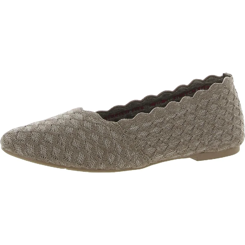 Skechers Womens Cleo-Honeycomb Slip On Scalloped Ballet Flats