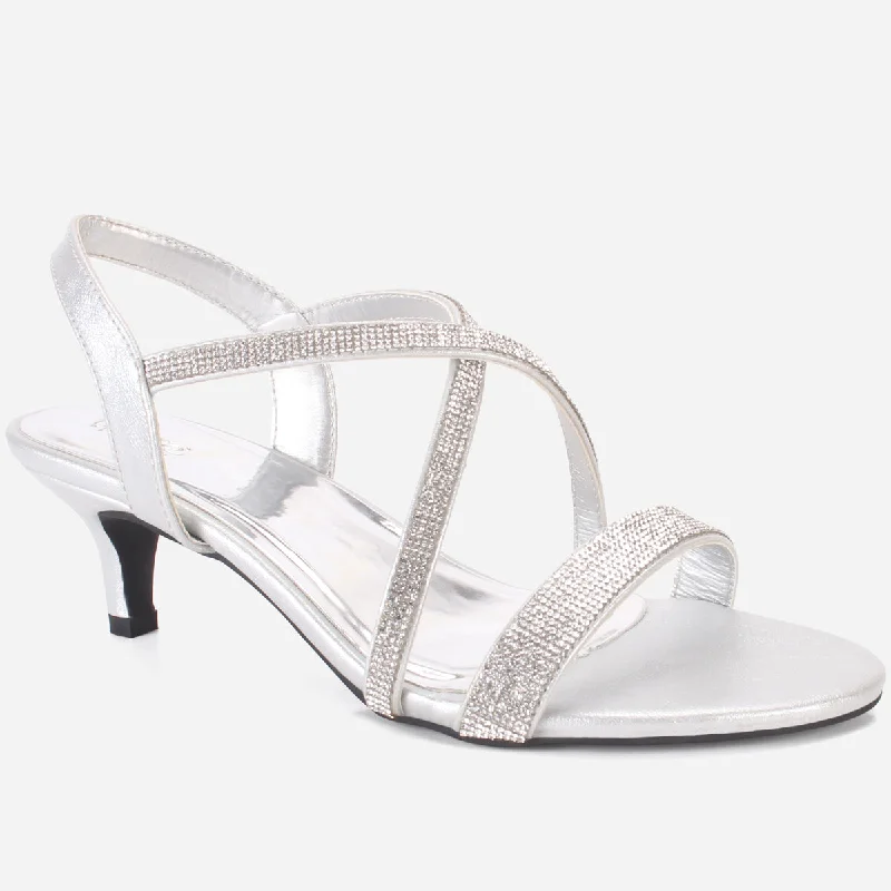 Womens "HIYLO"Glitter Low Heel Party Sandals