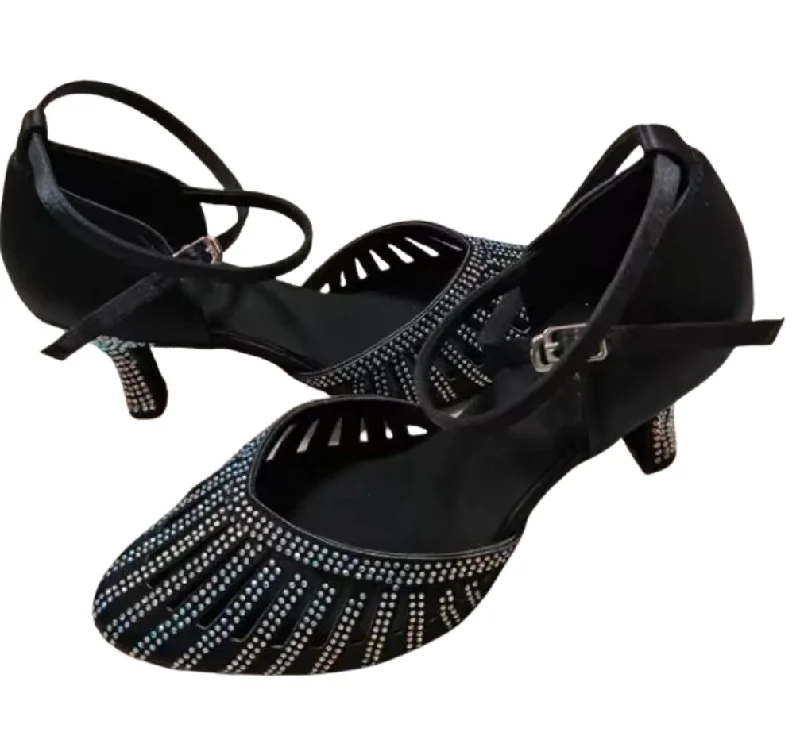 Black Rhinestone Ballroom Closed Toe Standard Waltz Dance Shoes