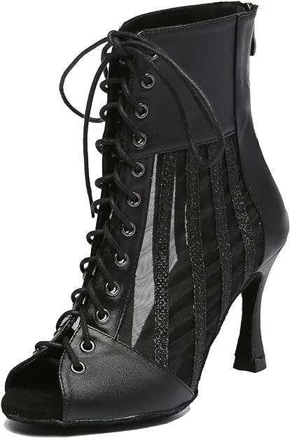 Dance Boots Black Sexy Dancing Boots for Heels Salsa Bachata Dance