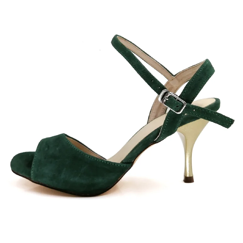 SHJ Women's Green Suede 10cm Heels Dance Tango Shoes