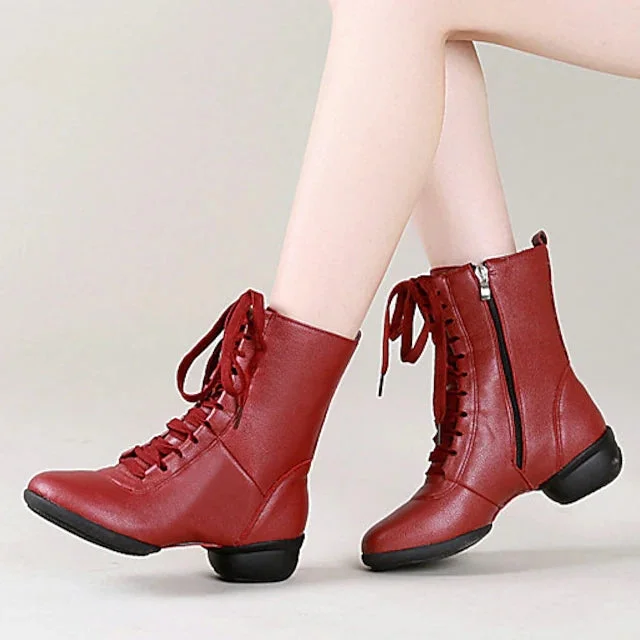 Women's Leatherette Boots Jazz With Lace-up Dance Boots/Dance Shoes