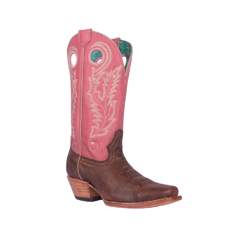 Corral Women's Embroidery Square Toe Western Brown & Pink Boots