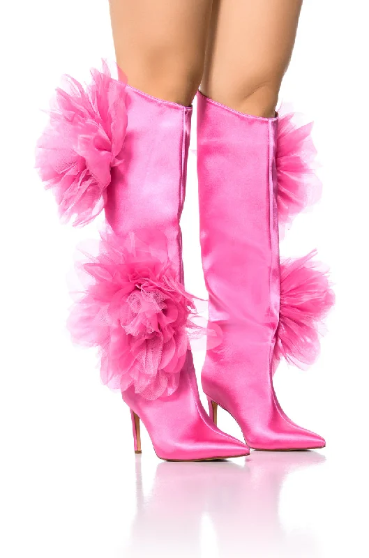 AZALEA WANG BLOSSOMED PINK FLOWER DETAIL BOOT