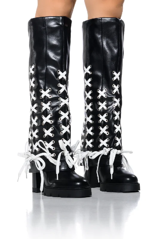 AZALEA WANG BREAKING RULES BLACK LACED UP BOOT