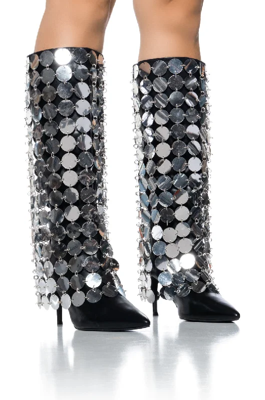 AZALEA WANG CARMMELITA SILVER METAL DISC BOOT