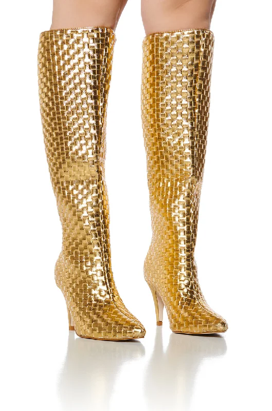 AZALEA WANG CHERIMOYA WOVEN GOLD BOOT