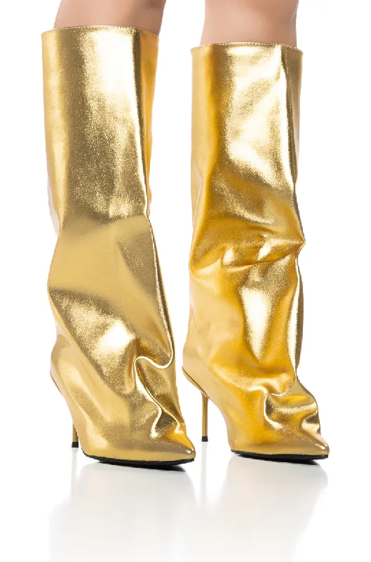 AZALEA WANG COUTURE CRAZY GOLD BOOT