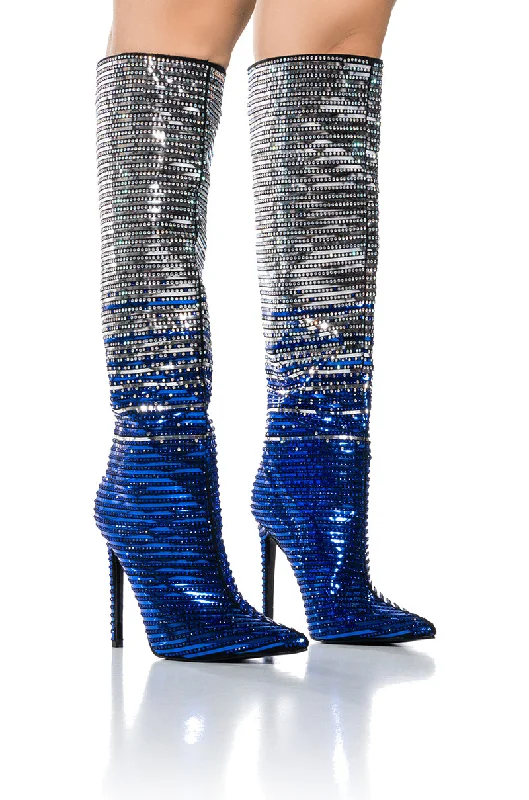 AZALEA WANG DISCOTECA BLUE SEQUIN BOOT