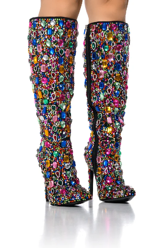 AZALEA WANG ECSTATIC MULTI RHINESTONE COVERED BOOT