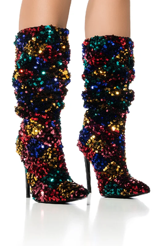 AZALEA WANG JIMENA MULTI SEQUIN EMBELLISHED BOOT