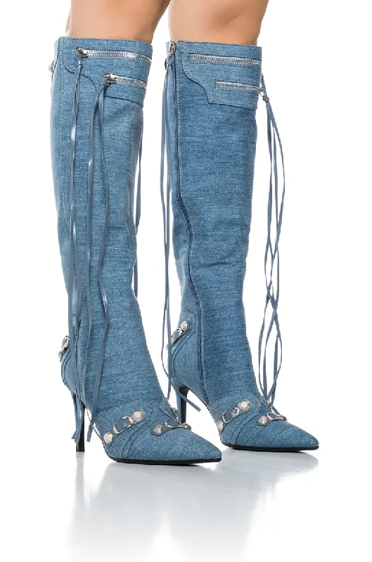 AZALEA WANG MAEVE DENIM STILETTO BOOT