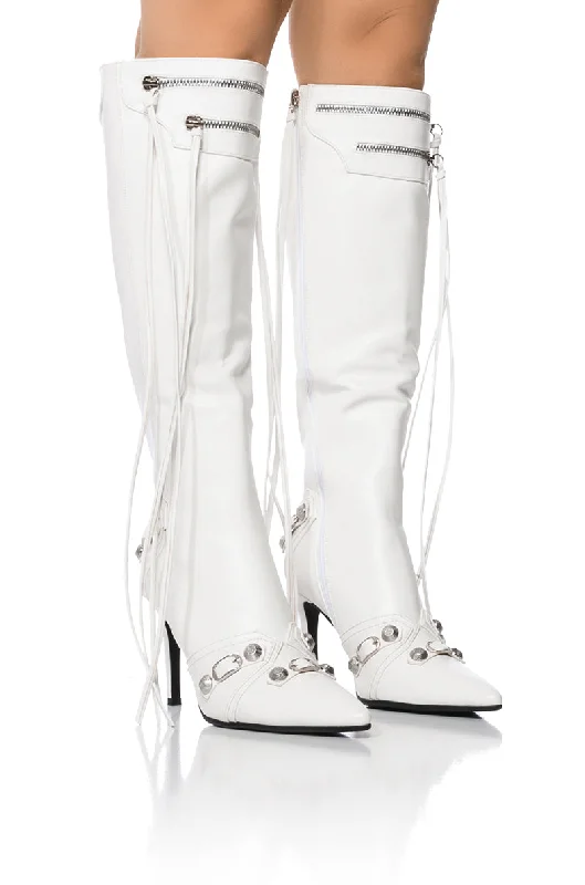 AZALEA WANG JUST FOR YOU STILETTO BOOT IN WHITE