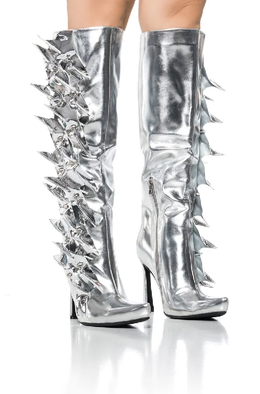 AZALEA WANG KATHY SILVER LIGHTNING BOLT DETAIL BOOT