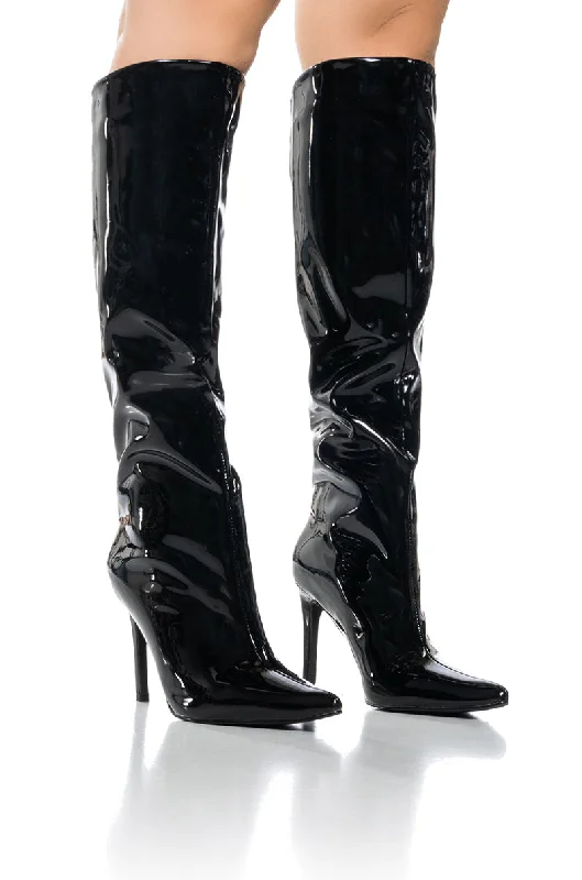 AZALEA WANG LAPPEN BLACK PATENT BOOT