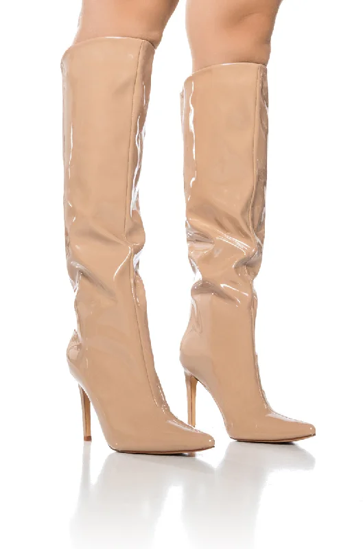 AZALEA WANG LAPPEN NUDE PATENT BOOT