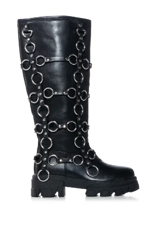 AZALEA WANG RAIMO BLACK SILVER HARDWARE BOOT