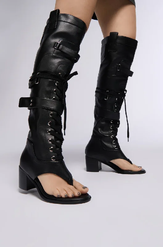 AZALEA WANG RHYSAND BLACK OPEN TOE SANDAL BOOT