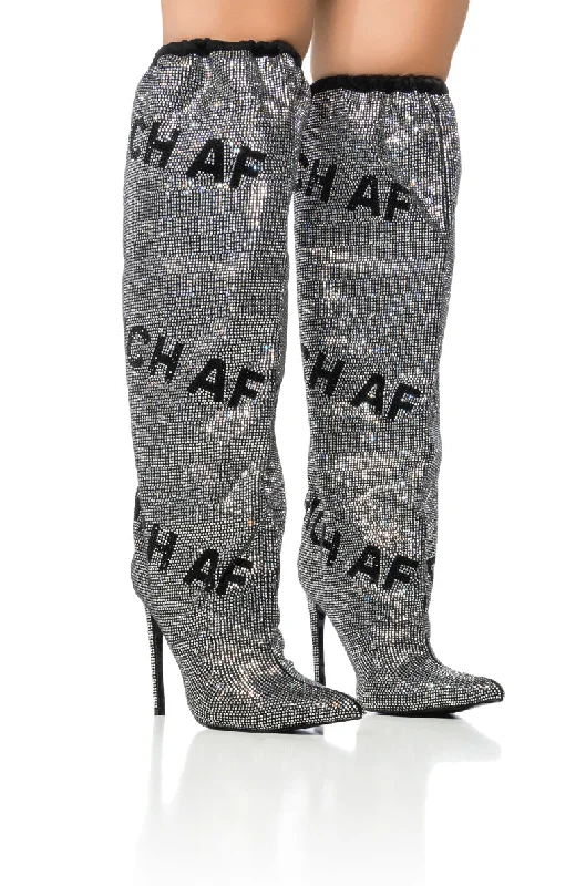 AZALEA WANG ZOSIA SILVER RHINESTONE RICH AF BOOT