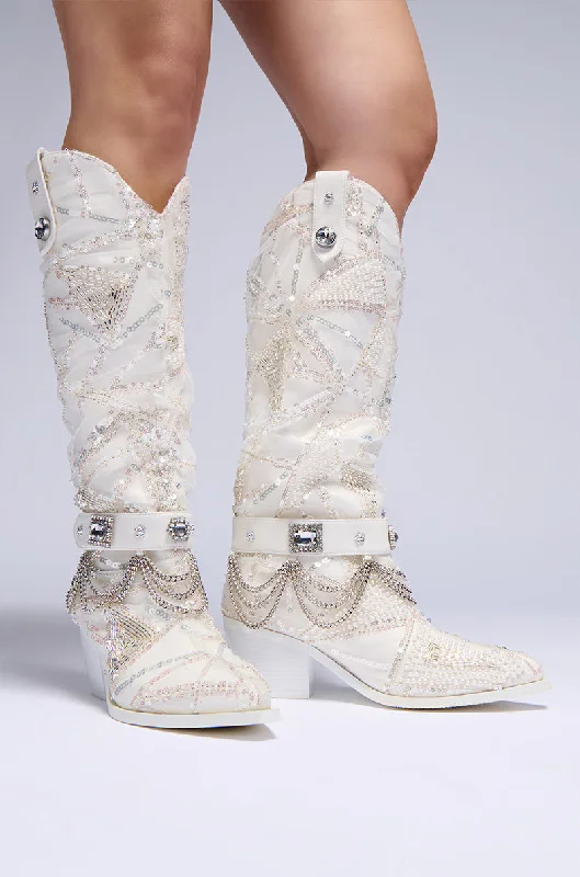 AZALEA WANG SHIRAZA EMBELLISHED WESTERN BOOT