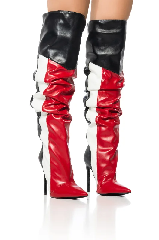 AZALEA WANG SPEED WAGON RED STRIPED BOOT