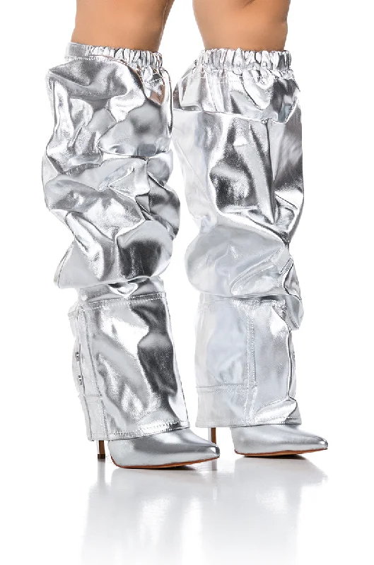 AZALEA WANG SUTTER SILVER METALLIC PANT LOOK BOOT