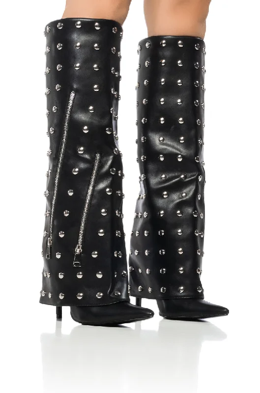 AZALEA WANG YOSHINO BLACK STUDDED BOOT