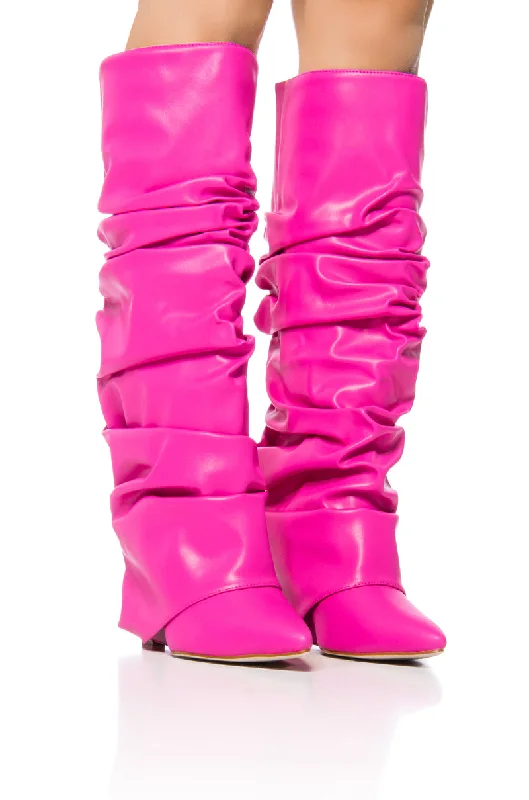 AZALEA WANG ZUMMA PINK RUCHED WEDGE BOOT