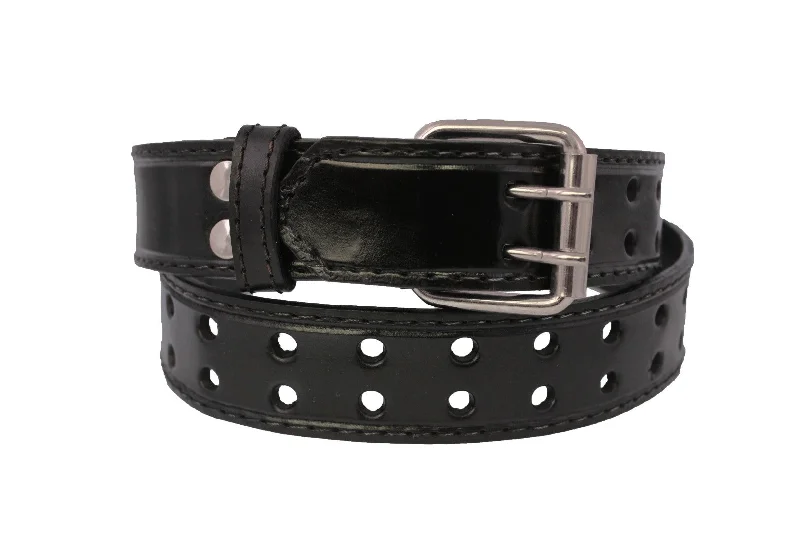 Black #415 Western Cowboy Belt Leather - Double Prong