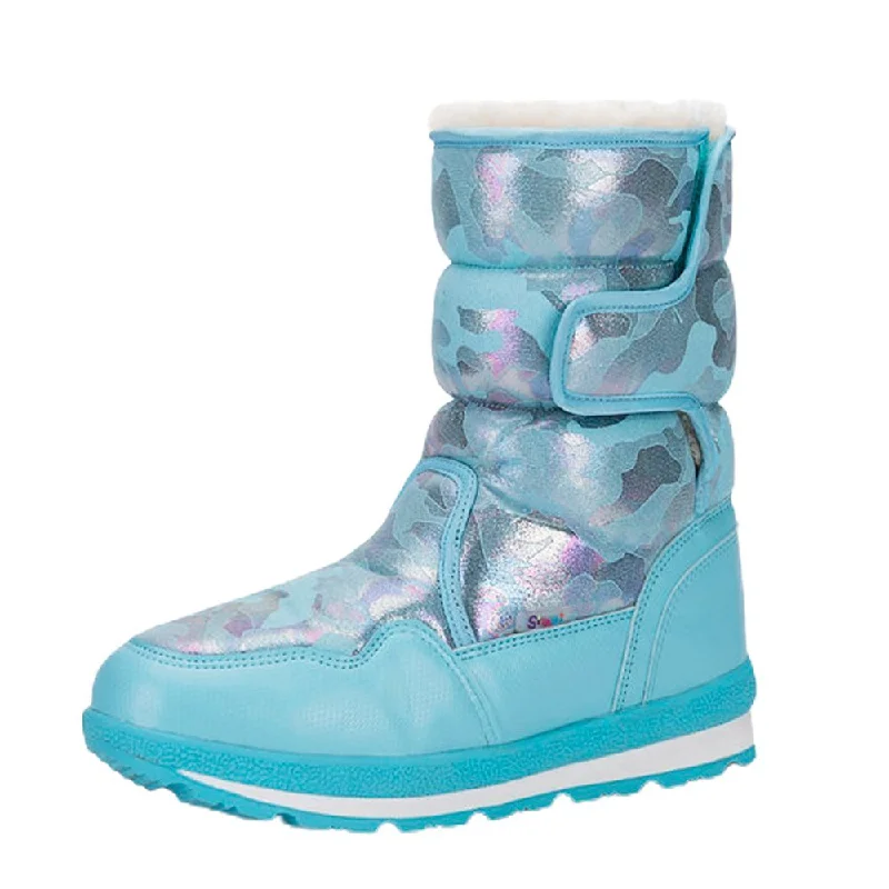 Blue and Silver Glam Women Winter Snowboots