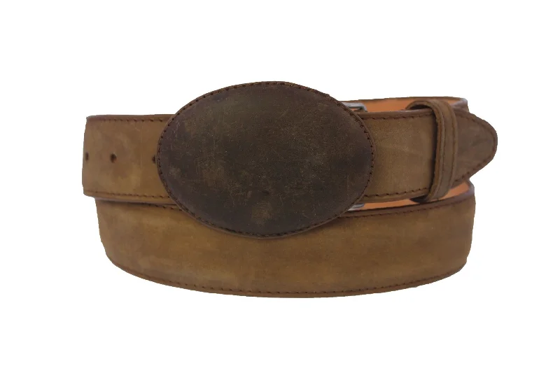 Brown #460 Western Cowboy Belt Leather Two Tone - Removable Buckle