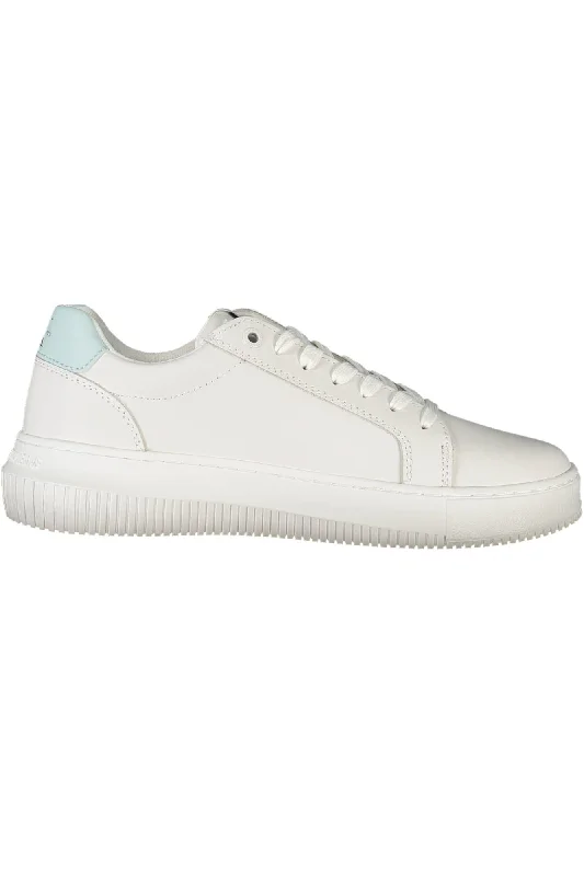 Calvin Klein Chic White Lace-Up Sneakers with Logo Detail