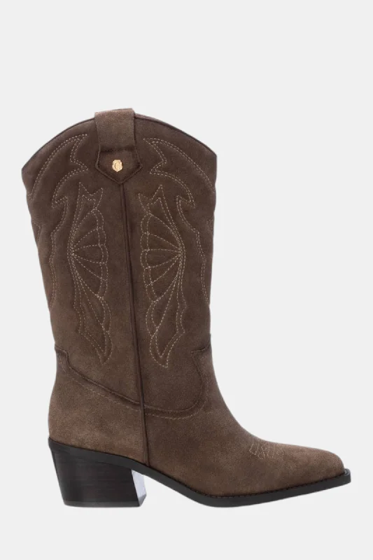 CARMELA 161882 TAUPE SUEDE COWBOY BOOT