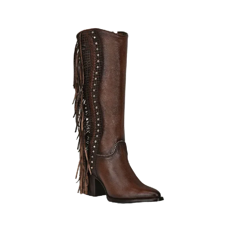 Cuadra Women's Handmade Fringed Brown Leather Western Boot